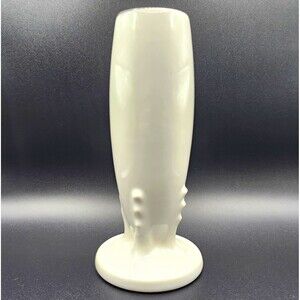 Fiesta HLC USA White Glossy Ceramic 6" Vase Solid Pattern w/ Ribbed Base Design